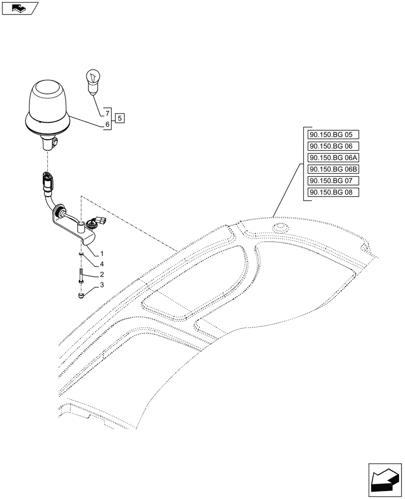 Схема запчастей Case IH FARMALL 105U - (55.404.AC[01A]) - VAR - 331916 - ROTARY BEACON, RIGHT SIDE - BEGIN YR 03-JUL-2015 (55) - ELECTRICAL SYSTEMS