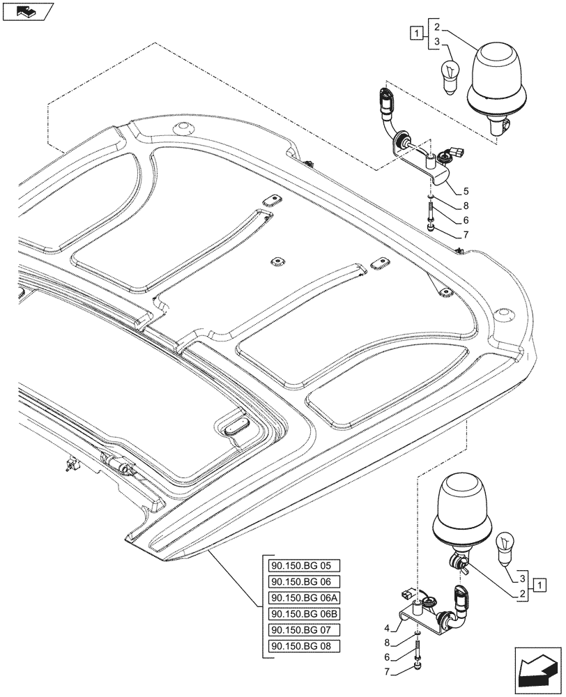 Схема запчастей Case IH FARMALL 105U - (55.404.AC[02A]) - VAR - 335916 - 2 ROTARY BEACON, ISO - BEGIN YR 03-JUL-2015 (55) - ELECTRICAL SYSTEMS