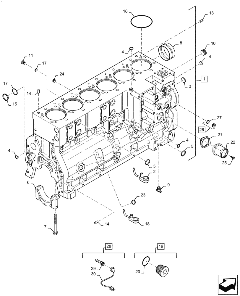 Схема запчастей Case IH 6TAA-8304 305HP - (10.001.AB) - CYLINDER BLOCK - ENGINE BLOCK HEATERS (10) - ENGINE