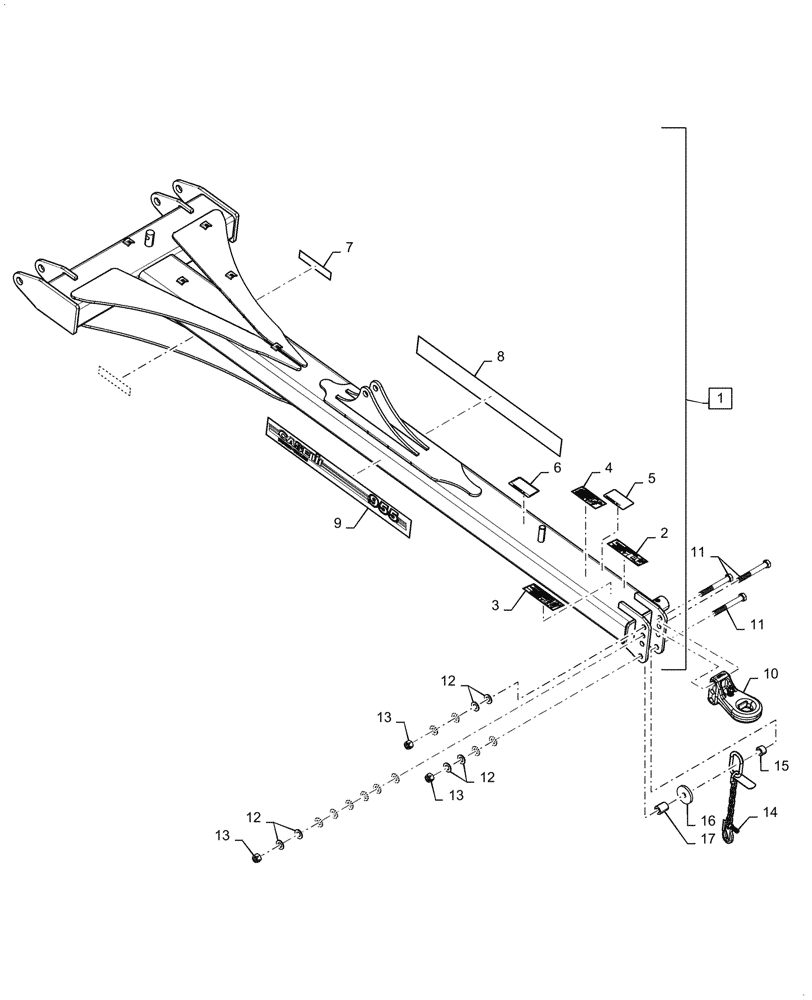 Схема запчастей Case IH 955 - (39.100.01[01]) - PULL HITCH 955 (39) - FRAMES AND BALLASTING