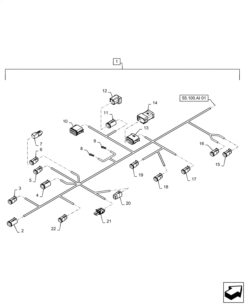 Схема запчастей Case IH PATRIOT 4440 - (55.100.AI[02]) - MAIN FRAME WIRE HARNESS, PART II (55) - ELECTRICAL SYSTEMS
