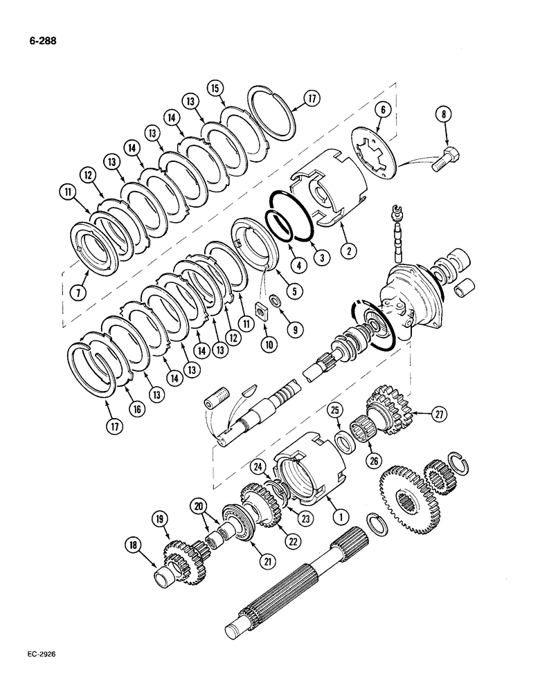 Схема запчастей Case IH 585 - (6-288) - TWO SPEED POWER SHIFT (06) - POWER TRAIN