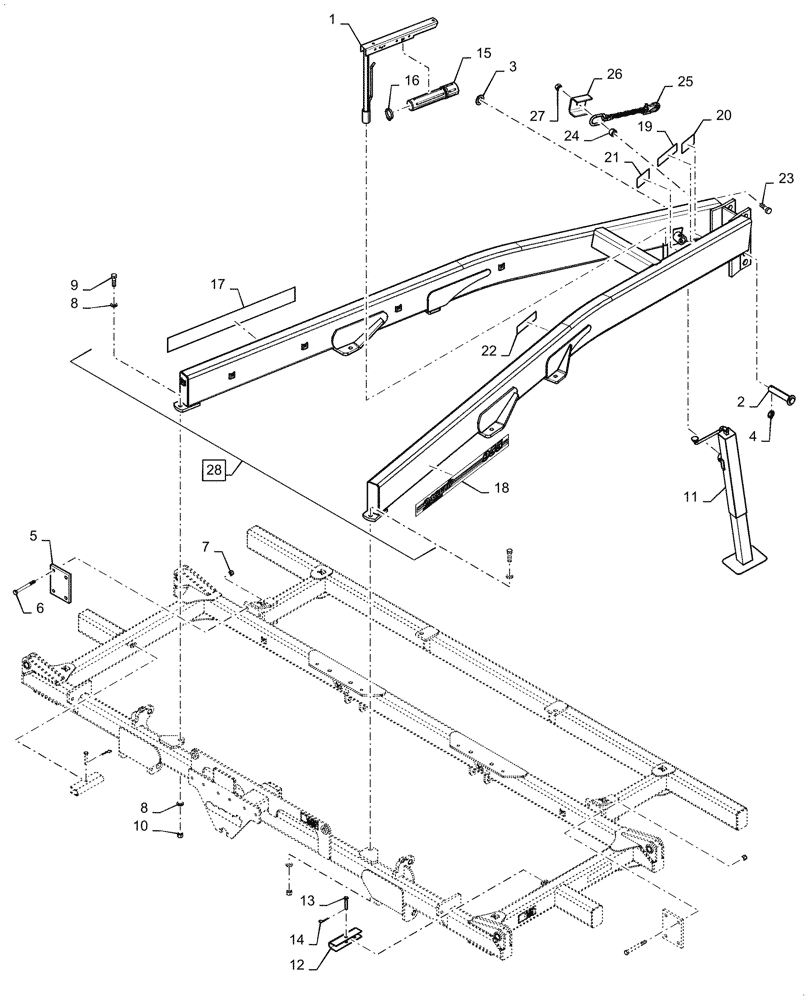 Схема запчастей Case IH 955 - (39.100.01[02]) - MAIN FRAME AND PULL FRAME 955 (39) - FRAMES AND BALLASTING