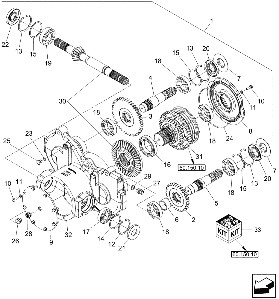 Схема запчастей Case IH 7120 - (60.150.02) - GEARBOX, FEEDER CONVEYOR DRIVE, WITH ROCK TRAP (60) - PRODUCT FEEDING