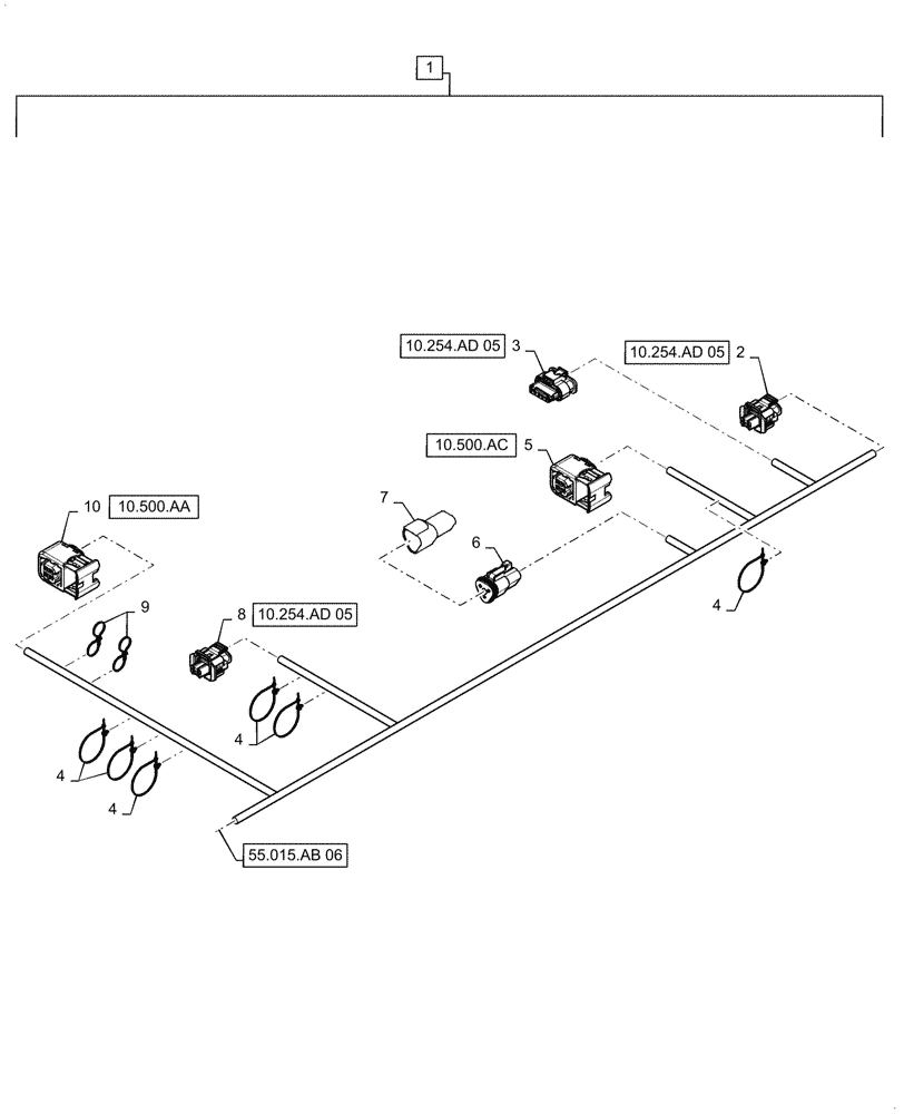 Схема запчастей Case IH 9240 - (55.015.AB[05]) - EXHAUST SYSTEM WIRE HARNESS & CONNECTOR (55) - ELECTRICAL SYSTEMS