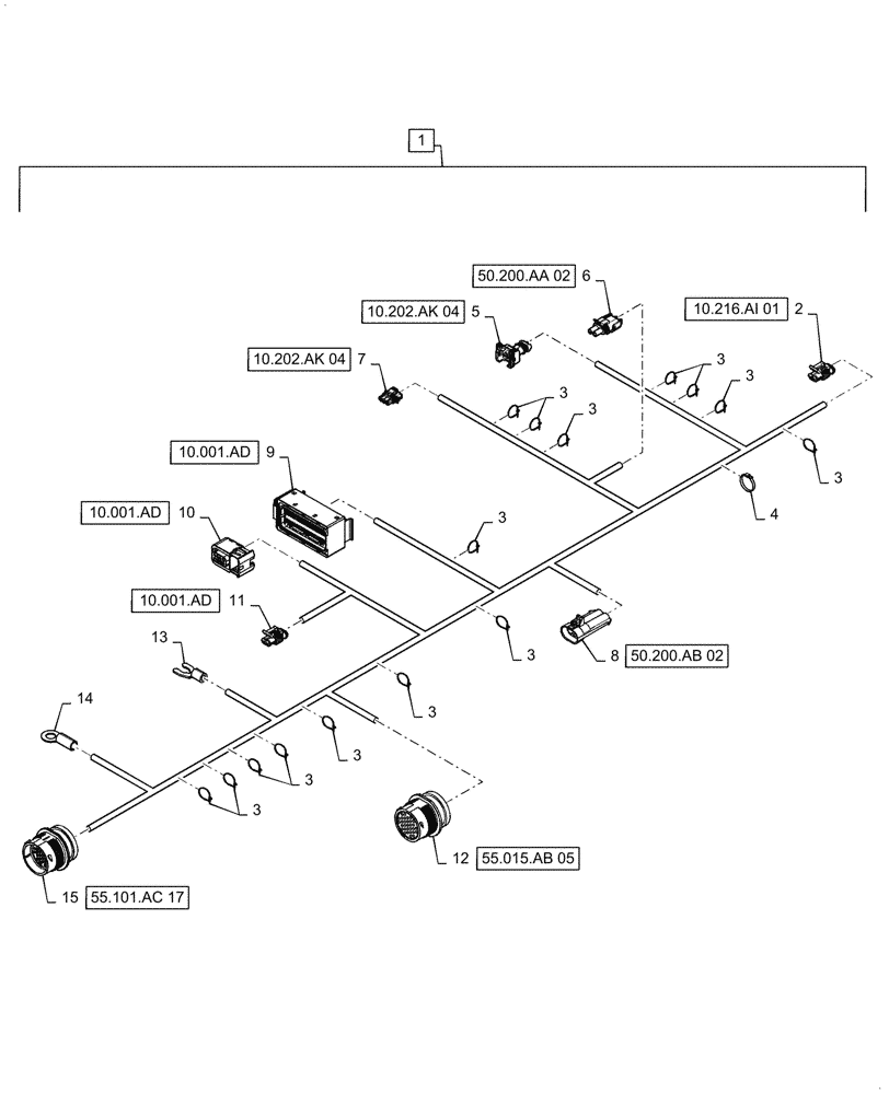 Схема запчастей Case IH 8240 - (55.015.AB[04]) - ENGINE WIRE HARNESS & CONNECTOR (55) - ELECTRICAL SYSTEMS