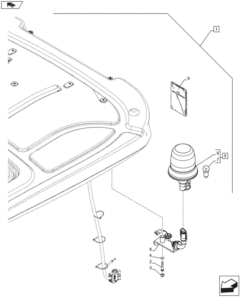 Схема запчастей Case IH FARMALL 115U - (88.055.AA[01A]) - DIA KIT, ROTARY BEACON, LEFT SIDE (88) - ACCESSORIES