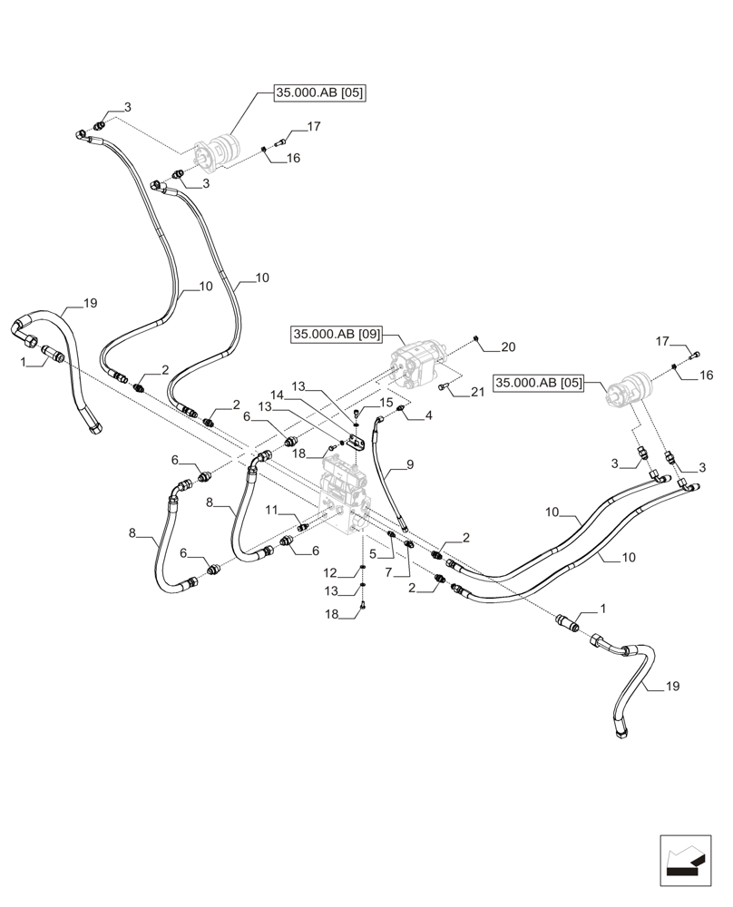 Схема запчастей Case IH A8800 - (35.000.AA[38]) - HYDRAULIC HOSE - MY 2017 (35) - HYDRAULIC SYSTEMS