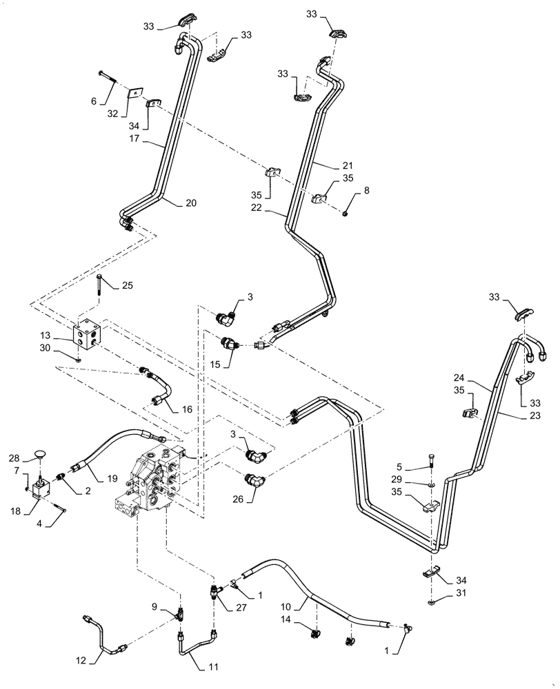 Схема запчастей Case IH SR130 - (35.701.AX[01]) - LOADER VALVE PLUMBING 03-OCT-2016 AND AFTER (35) - HYDRAULIC SYSTEMS