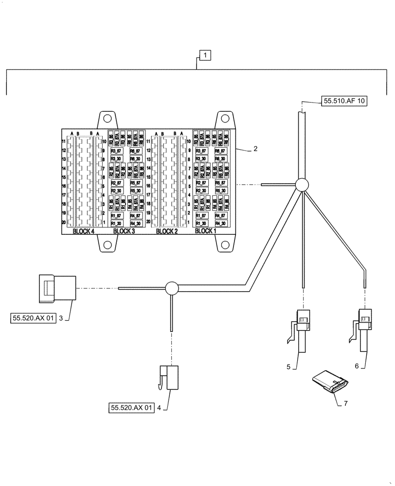 Схема запчастей Case IH 7088 - (55.510.AF[11]) - WIRE HARNESS, CAB MAIN, CONTINUED (55) - ELECTRICAL SYSTEMS