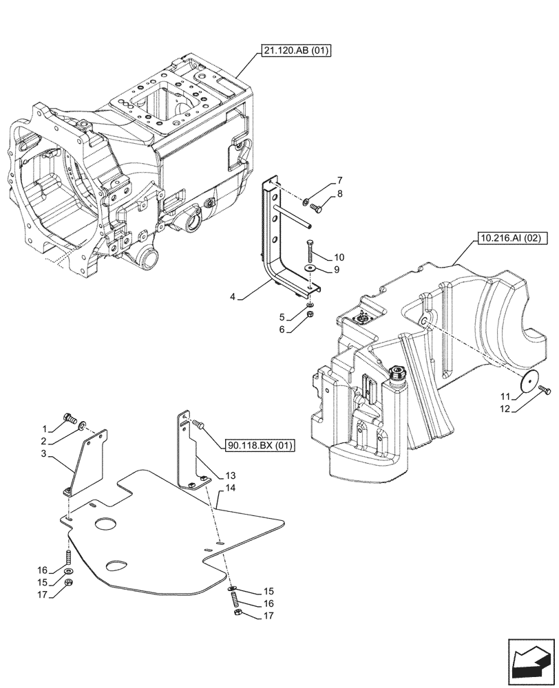 Схема запчастей Case IH PUMA 165 - (10.216.AI[06]) - VAR - 391131, 392839, 759426 - FUEL TANK, SUPPORT (10) - ENGINE