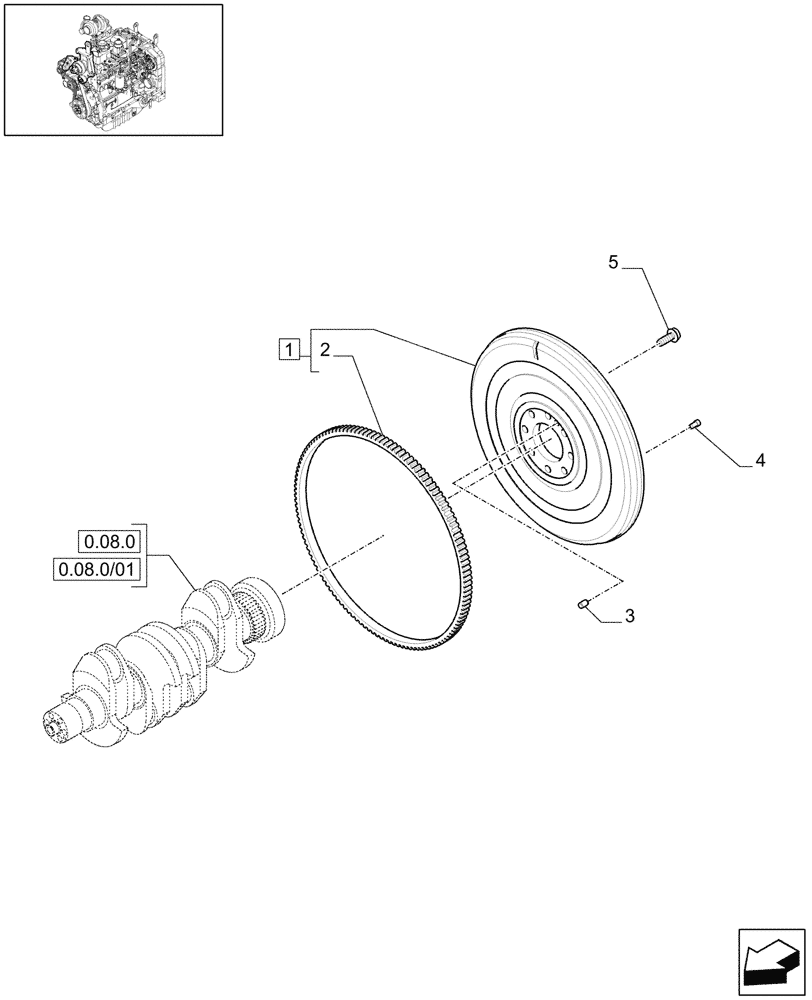 Схема запчастей Case IH MAXXUM 115 - (0.08.3/03) - FLYWHEEL ENGINE - TRANSMISSION 16X16 & 17X16 (VAR.330003-330159-330247-330291-331248-332115-332116) (01) - ENGINE