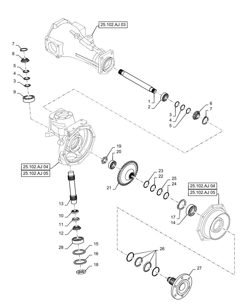 Схема запчастей Case IH FARMALL 50C - (23.314.AH[02]) - FRONT DRIVE, FARMALL 40C, 50C (23) - FOUR WHEEL DRIVE SYSTEM