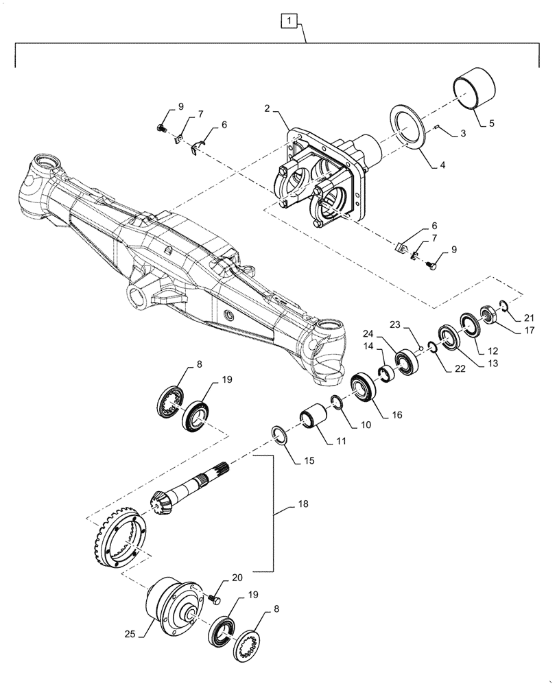 Схема запчастей Case IH FARMALL 70A - (21.182.AG[02]) - FRONT AXLE DIFFERENTIAL SUPPORT (21) - TRANSMISSION