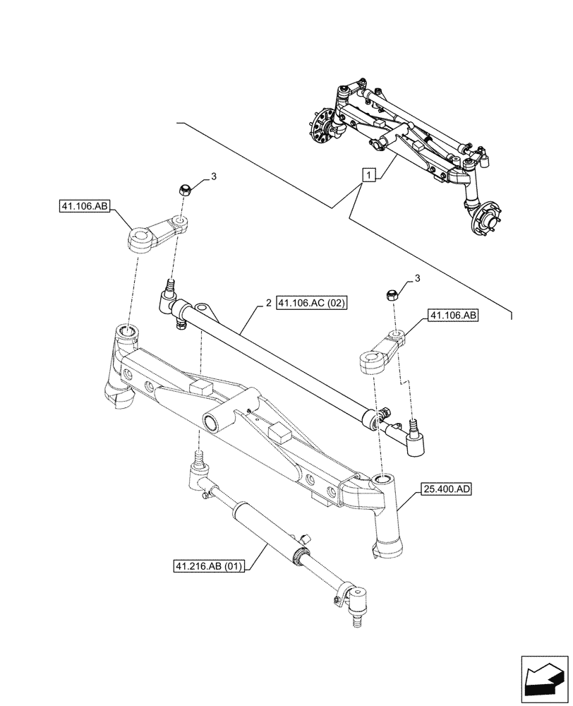 Схема запчастей Case IH MAXXUM 135 - (41.106.AC[01]) - VAR - 759381 - 2WD FRONT AXLE, ADJUSTMENT ROD (41) - STEERING