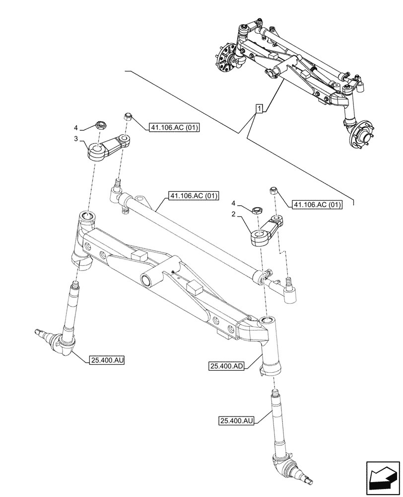 Схема запчастей Case IH MAXXUM 135 - (41.106.AB) - VAR - 759381 - 2WD FRONT AXLE, PITMAN (41) - STEERING