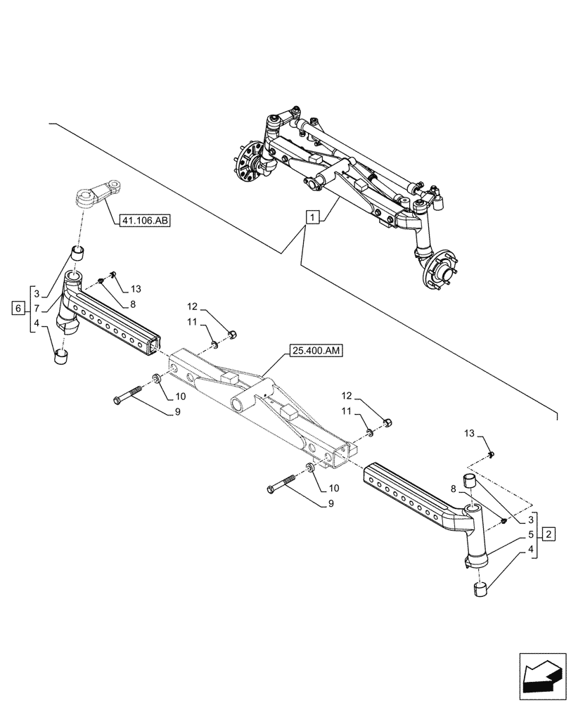 Схема запчастей Case IH MAXXUM 115 - (25.400.AD) - VAR - 759381 - 2WD FRONT AXLE, AXLE EXTENSION (25) - FRONT AXLE SYSTEM