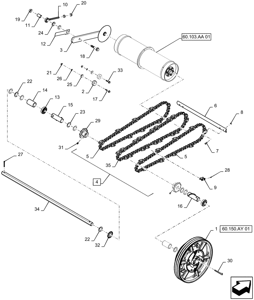 Схема запчастей Case IH AF4077 - (60.150.AD[01]) - CONVEYOR, FEEDER, TRAP, ROCK GUARD, ROCK GUARD, HD (60) - PRODUCT FEEDING