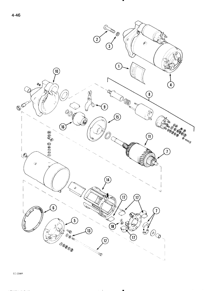 Схема запчастей Case IH 695 - (4-46) - STARTER MOTOR, LUCAS (04) - ELECTRICAL SYSTEMS