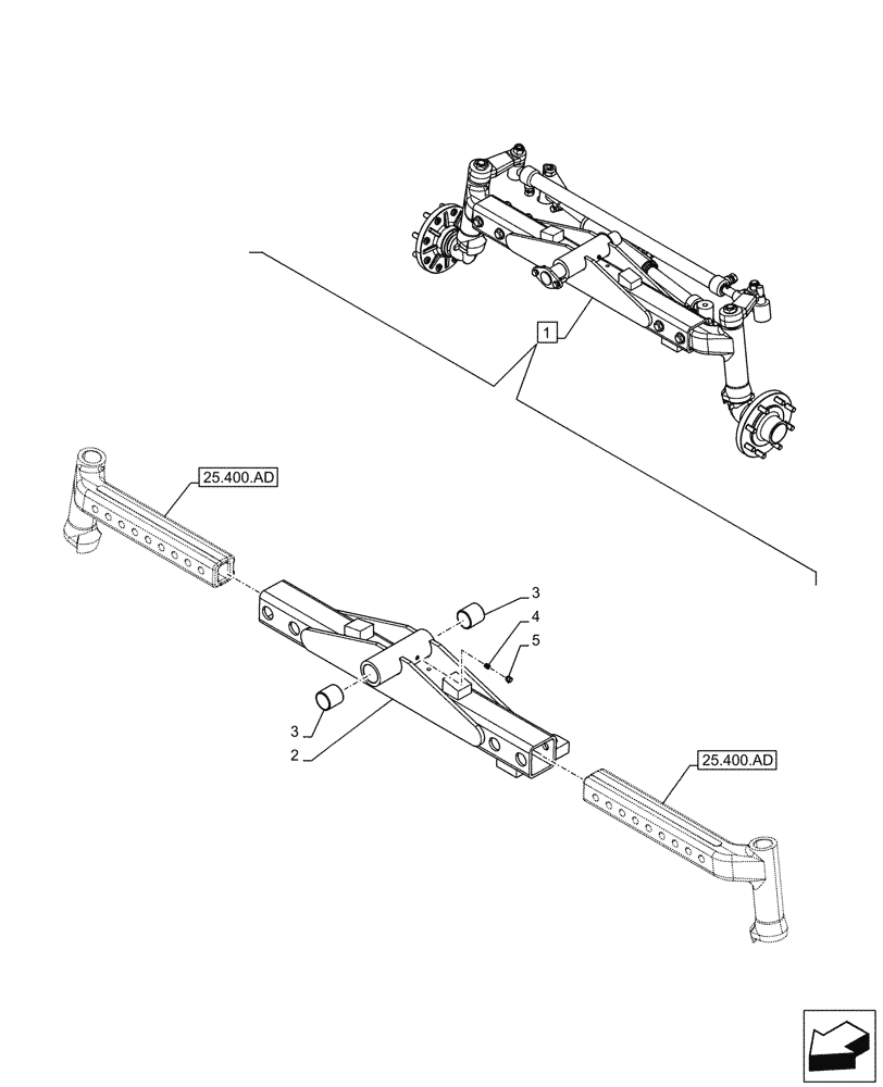 Схема запчастей Case IH MAXXUM 135 - (25.400.AM) - VAR - 759381 - 2WD FRONT AXLE, BODY (25) - FRONT AXLE SYSTEM