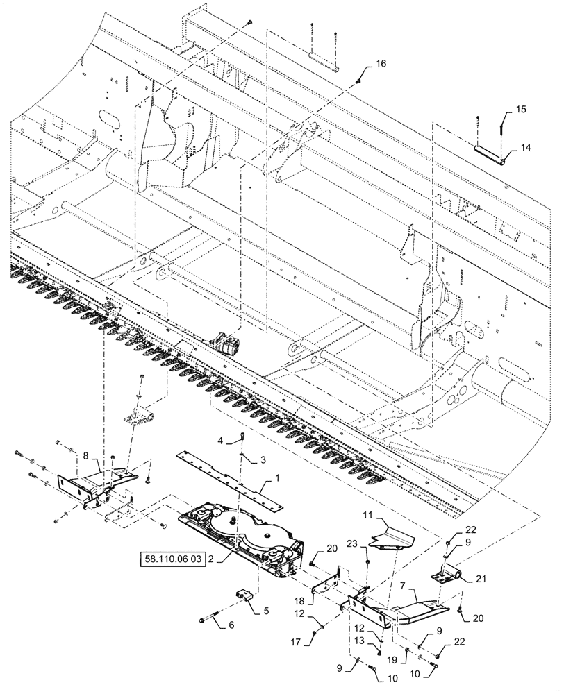 Схема запчастей Case IH 3152 - (58.110.09[03]) - CUTTERBAR ASSY, COMMON, RIGID, ASN YHH051300 (58) - ATTACHMENTS/HEADERS