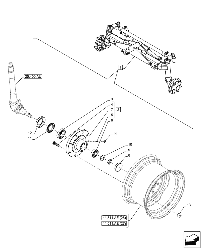 Схема запчастей Case IH MAXXUM 145 - (25.400.AH) - VAR - 759381 - 2WD FRONT AXLE, HUB (25) - FRONT AXLE SYSTEM