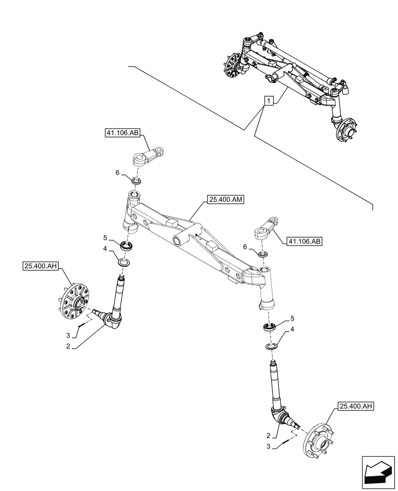 Схема запчастей Case IH MAXXUM 135 - (25.400.AU) - VAR - 759381 - 2WD FRONT AXLE, SPINDLE (25) - FRONT AXLE SYSTEM