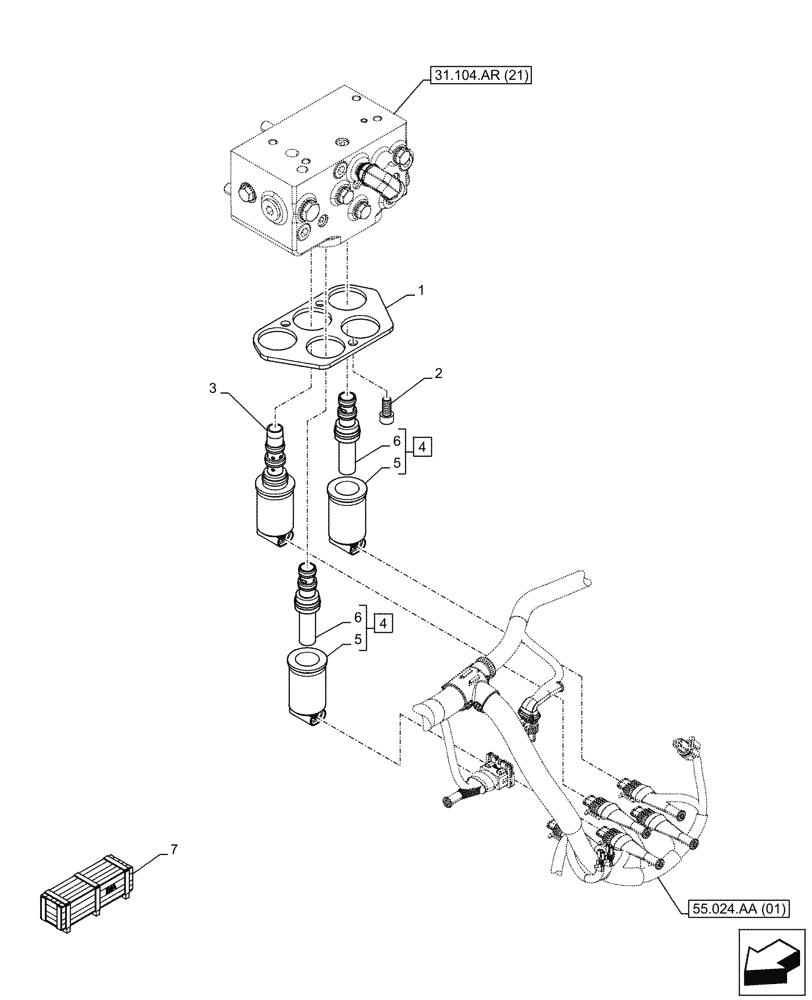 Схема запчастей Case IH MAXXUM 150 - (55.048.AK[07]) - VAR - 759375, 759377 - PTO CLUTCH, DIRECTIONAL CONTROL VALVE, SOLENOID (30KPH) (16X16) (55) - ELECTRICAL SYSTEMS