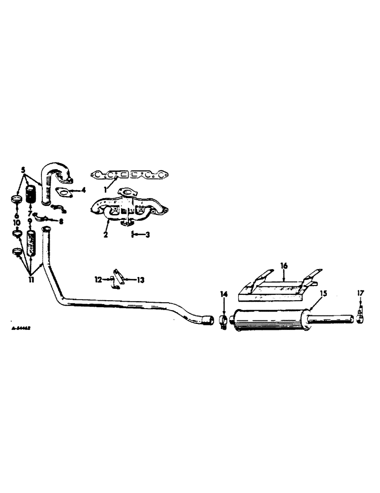 Схема запчастей Case IH C-135 - (C-37) - EXHAUST SYSTEM, UNDERSLUNG, INTERNATIONAL 404 TRACTORS 