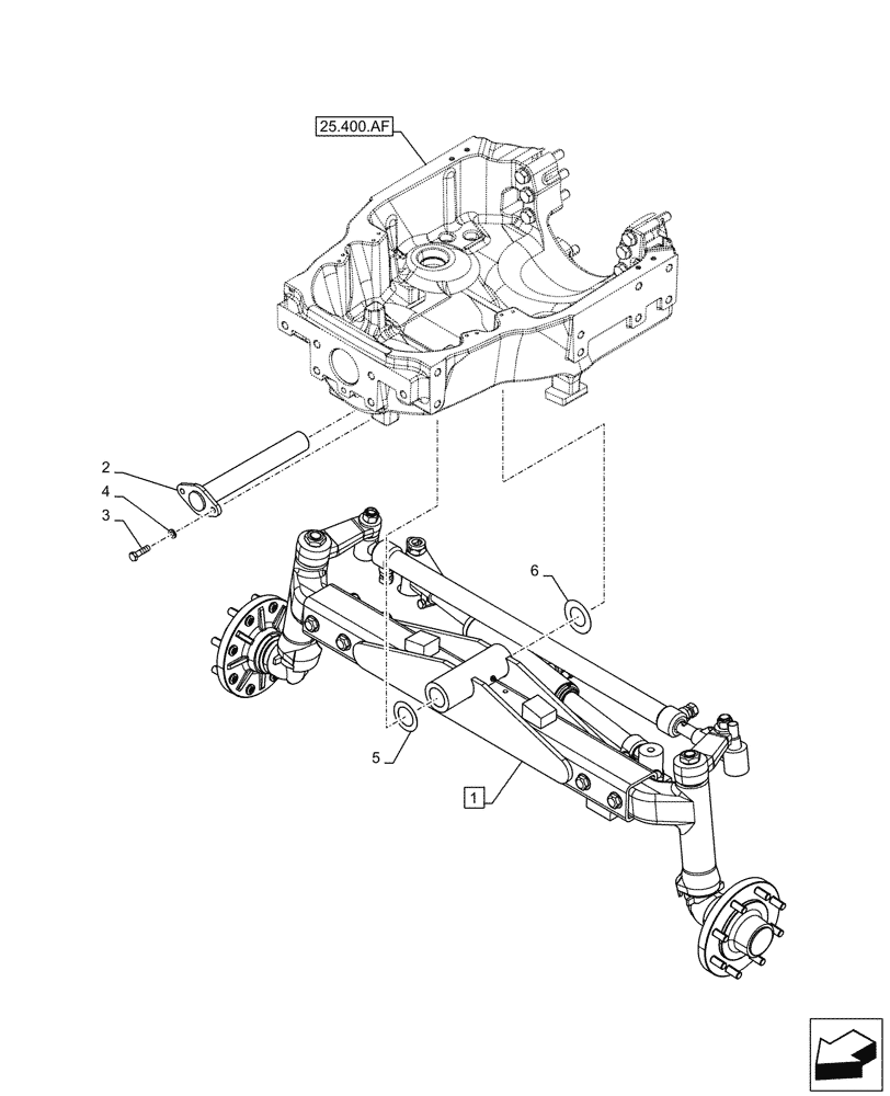 Схема запчастей Case IH MAXXUM 145 - (25.400.AL) - VAR - 759381 - 2WD FRONT AXLE, PIVOT PIN (25) - FRONT AXLE SYSTEM