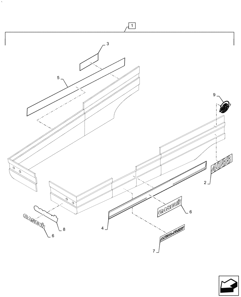 Схема запчастей Case IH AF4088 - (90.108.AB) - DECALS, MODEL, BRAND, 4088 (90) - PLATFORM, CAB, BODYWORK AND DECALS