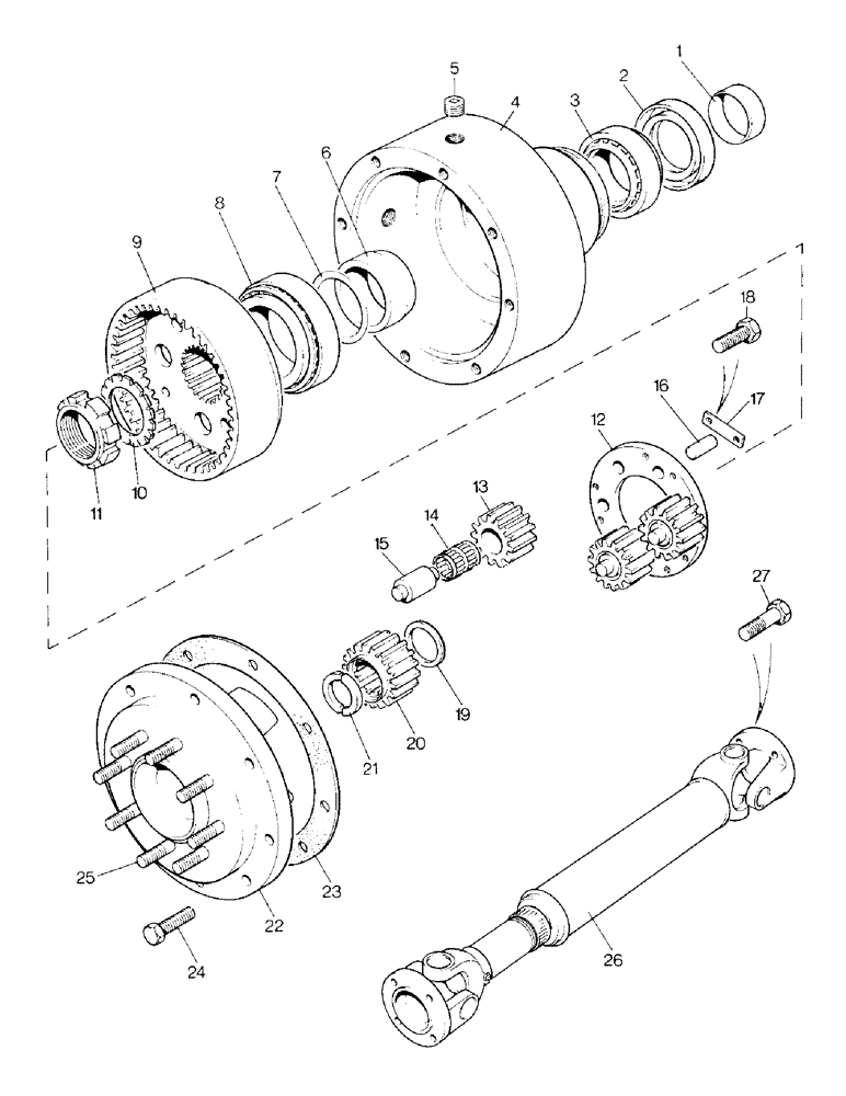 Схема запчастей Case IH 996 - (H03-6-1) - STEERING & FRONT AXLE, REDUCTION HUB & PROPELLOR SHAFT FOR FRONT AXLE MK4 4WD TRAC, DAVID BROWN AXLE Steering & Front Axle