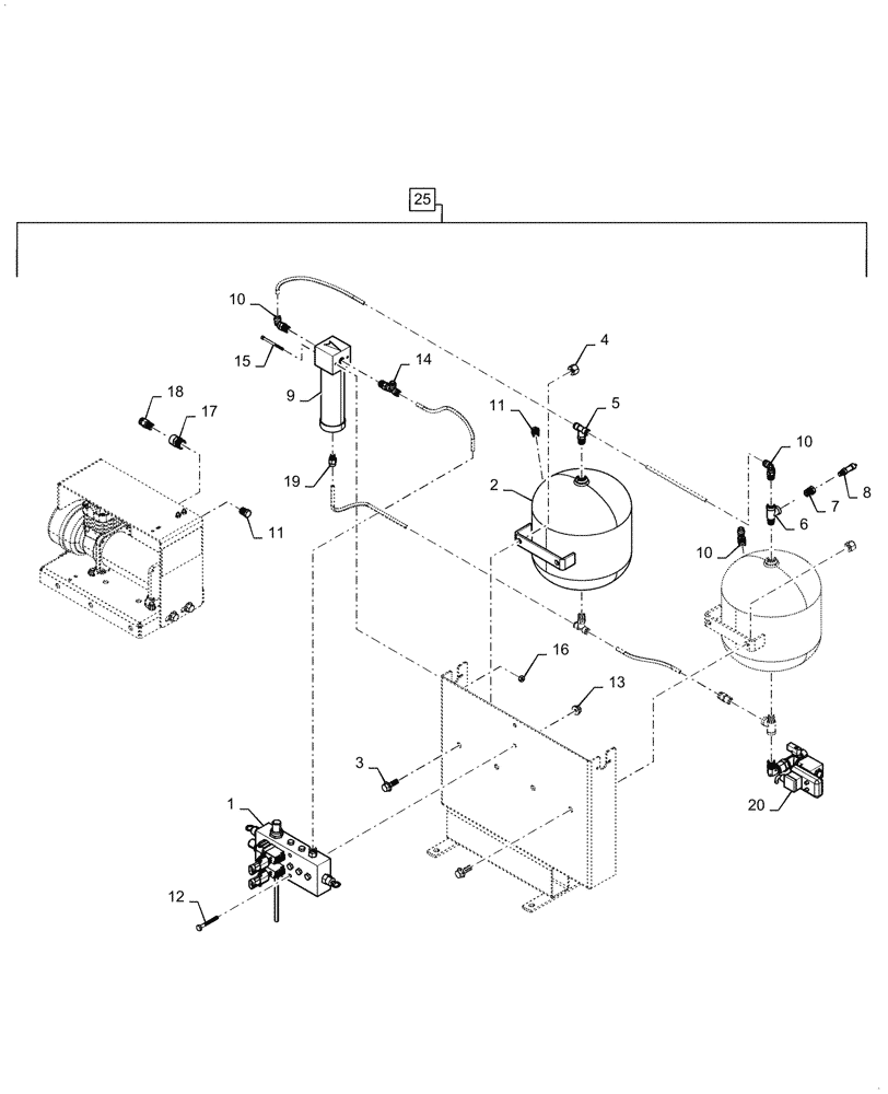 Схема запчастей Case IH 1255 - (88.100.11) - PDP CONTROL RETROFIT DUAL TANK KIT (88) - ACCESSORIES