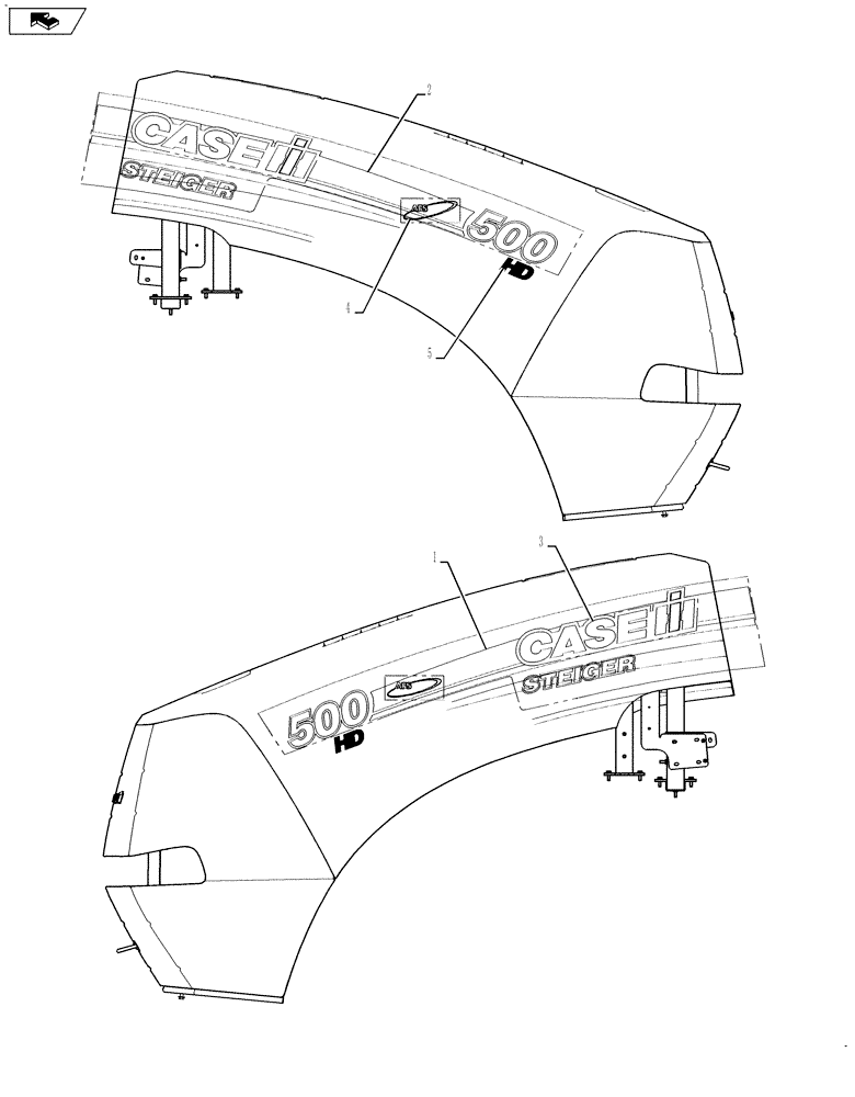 Схема запчастей Case IH STEIGER 550 - (90.108.01) - DECALS - HOOD (90) - PLATFORM, CAB, BODYWORK AND DECALS