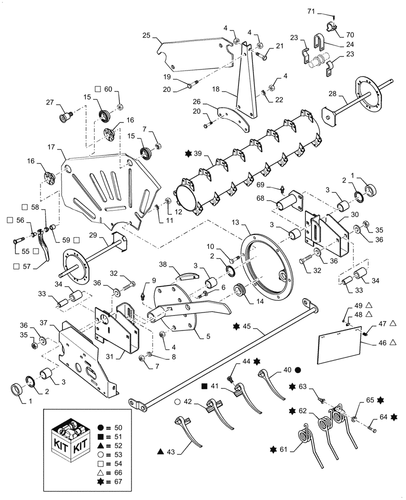 Схема запчастей Case IH 2020 - (20.13.30[2]) - PICK-UP REEL, HCC INC, PIN CBJ020205 AND AFTER (58) - ATTACHMENTS/HEADERS