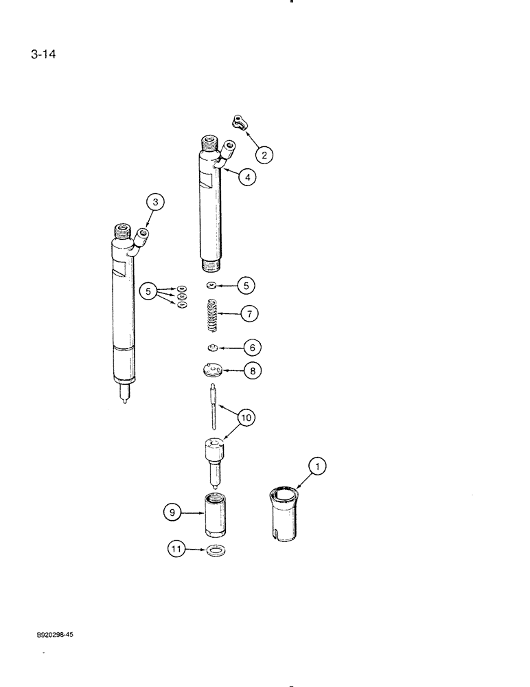 Схема запчастей Case IH 6830T - (3-14) - FUEL INJECTION NOZZLE, 6T-830 ENGINE, 6TA-830 ENGINE 