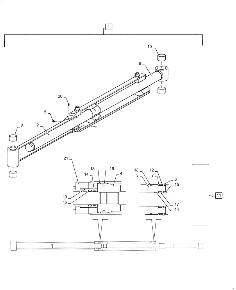 Схема запчастей Case IH L735 - (35.162.010) - PALLET FORK HYDRAULIC CYLINDER (35) - HYDRAULIC SYSTEMS