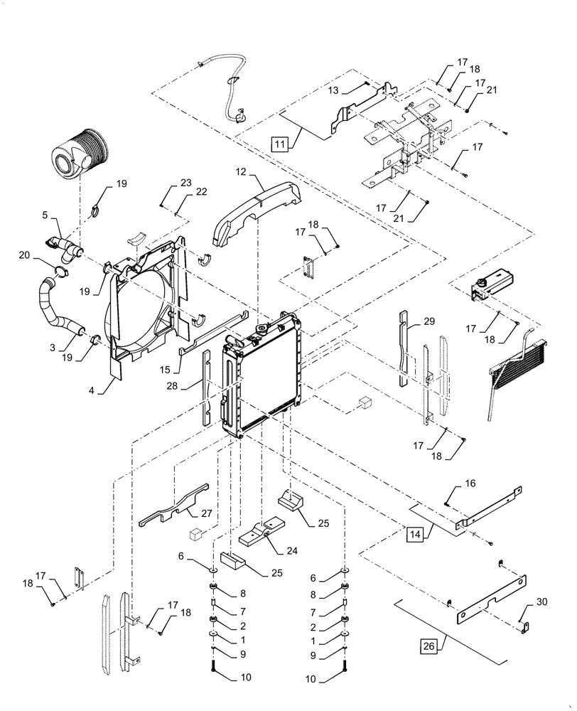 Схема запчастей Case IH FARMALL 70A - (10.400.BE[01]) - RADIATOR ASSY (10) - ENGINE