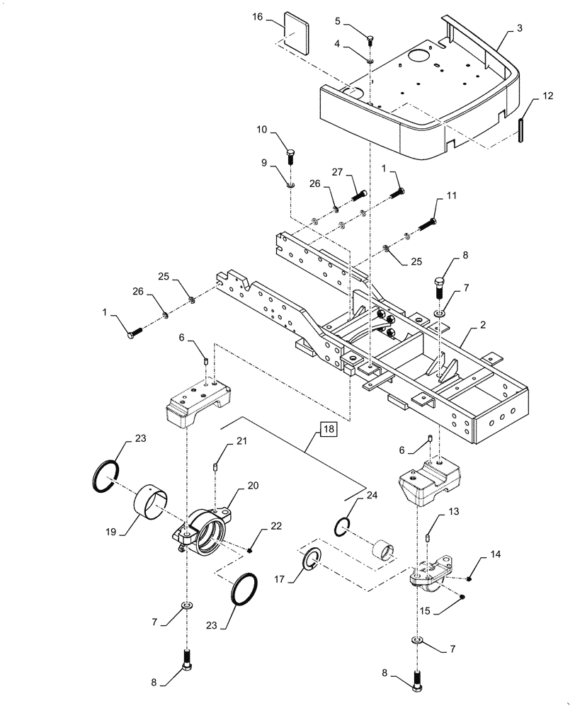 Схема запчастей Case IH FARMALL 70A - (25.100.AV[01]) - FRONT AXLE SUPPORT, 4WD (25) - FRONT AXLE SYSTEM