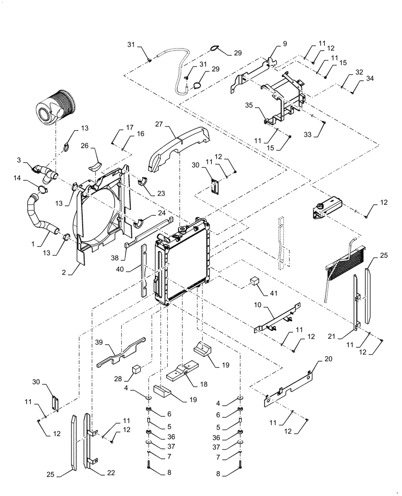 Схема запчастей Case IH FARMALL 50A - (10.400.BE[02]) - RADIATOR ASSY (10) - ENGINE