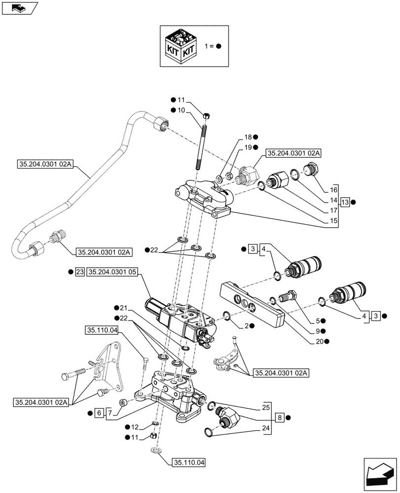 Схема запчастей Case IH FARMALL 65C - (35.204.0301[01A]) - 1 REAR CONTROL VALVE WITH 2 DELUXE COUPLERS - CONTROL VALVE AND QUICK COUPLERS - BEGIN YR 10-MAY-2016 (35) - HYDRAULIC SYSTEMS