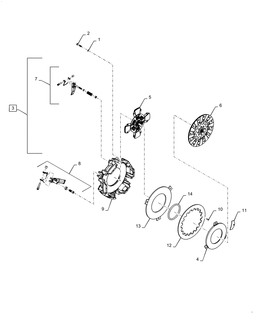 Схема запчастей Case IH FARMALL 70A - (14.100.AN[01]) - MAIN CLUTCH, 70 HP (14) - MAIN GEARBOX & DRIVE