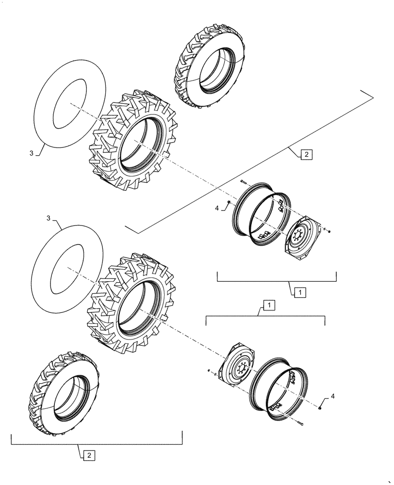 Схема запчастей Case IH FARMALL 50A - (44.520.AB[04]) - REAR WHEEL ASSY, 2WD (44) - WHEELS