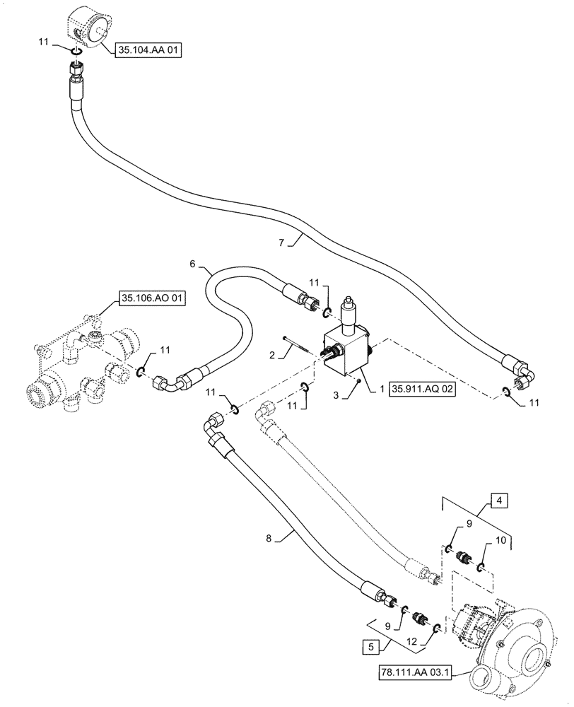 Схема запчастей Case IH PATRIOT 4440 - (35.911.AQ[01.1]) - PRODUCT PUMP, HYDRAULIC VALVE LINES, ASN YGT042518, BSN YGT044001 (35) - HYDRAULIC SYSTEMS