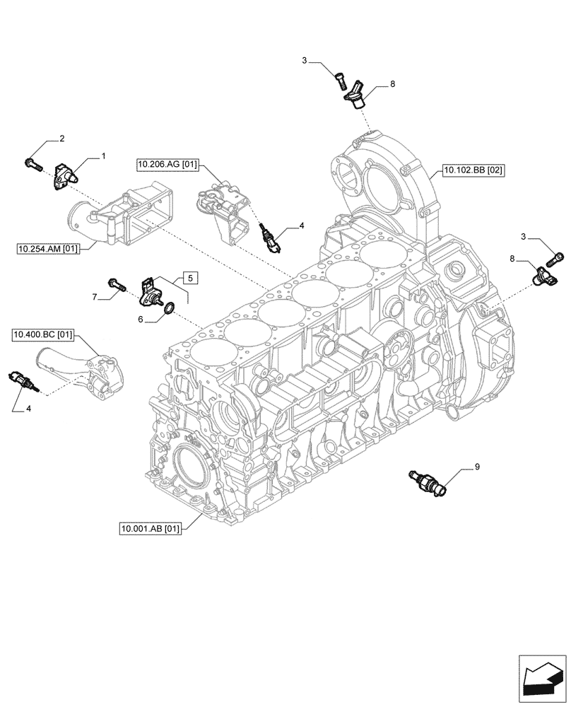 Схема запчастей Case IH F2CFP613C H006 - (55.000.AA[01]) - SENSOR, SENSOR (55) - ELECTRICAL SYSTEMS