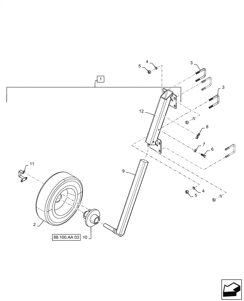 Схема запчастей Case IH PATRIOT 4440 - (88.100.AA[05]) - AUTOBOOM WHEEL ASSY, 120 BOOM, U BOLT MOUNT (88) - ACCESSORIES
