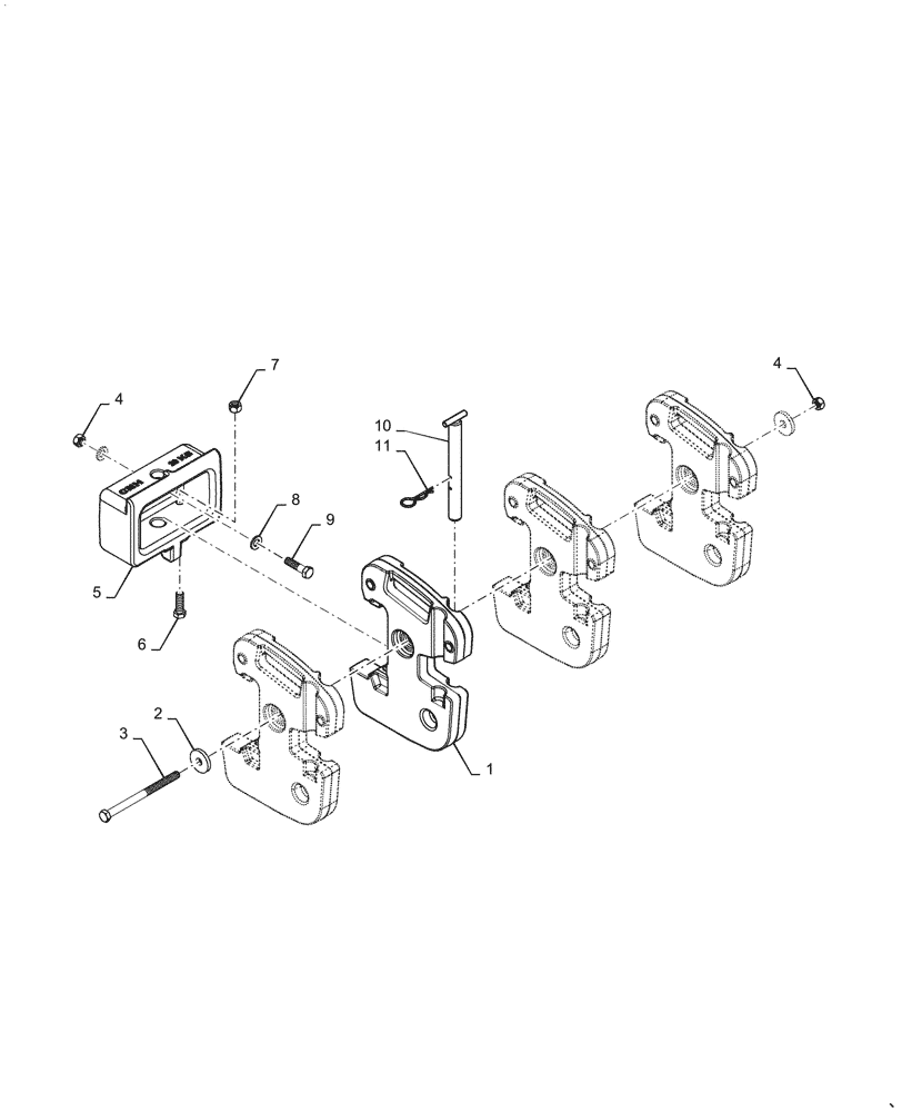 Схема запчастей Case IH FARMALL 70A - (39.140.AF[01]) - FRONT BALLAST, 4X30KG (39) - FRAMES AND BALLASTING