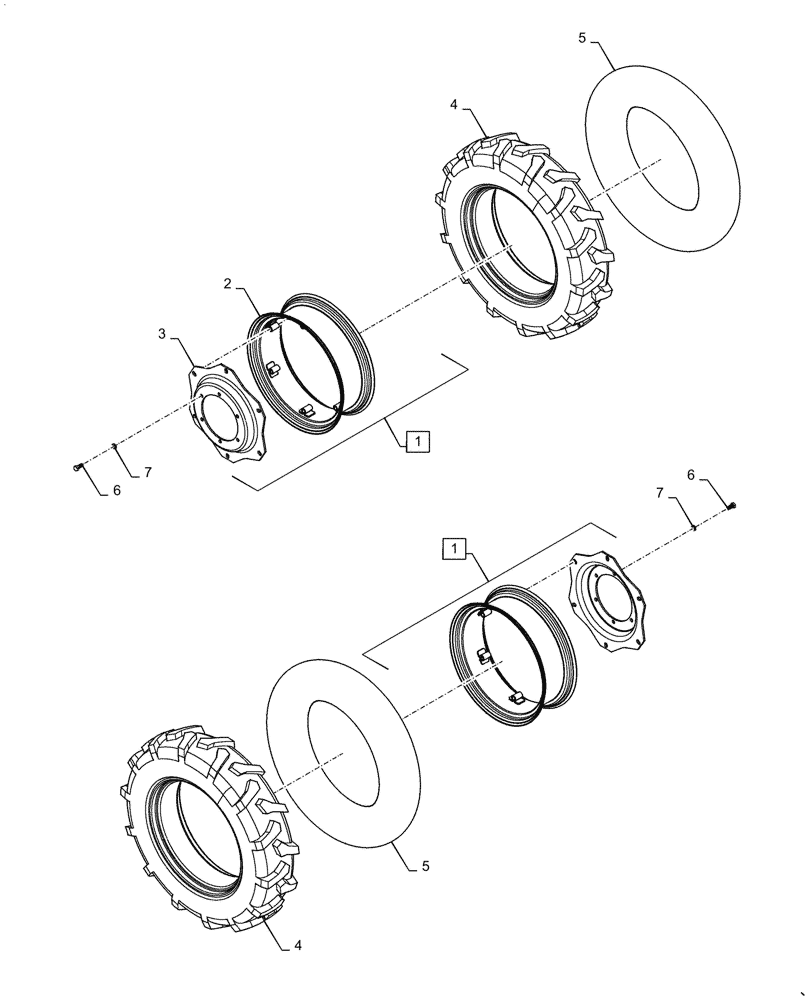 Схема запчастей Case IH FARMALL 50A - (44.511.AE[01]) - FRONT WHEEL ASSY, 4WD,, USE FOR MY16 (44) - WHEELS