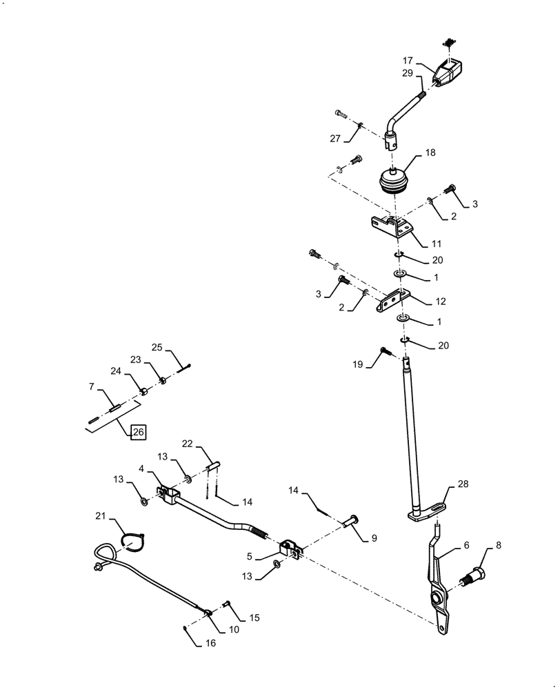 Схема запчастей Case IH FARMALL 60A - (21.130.BC[01]) - TRANSMISSION CONTROLS LEVER, SHUTTLER ASSEMBLY (21) - TRANSMISSION