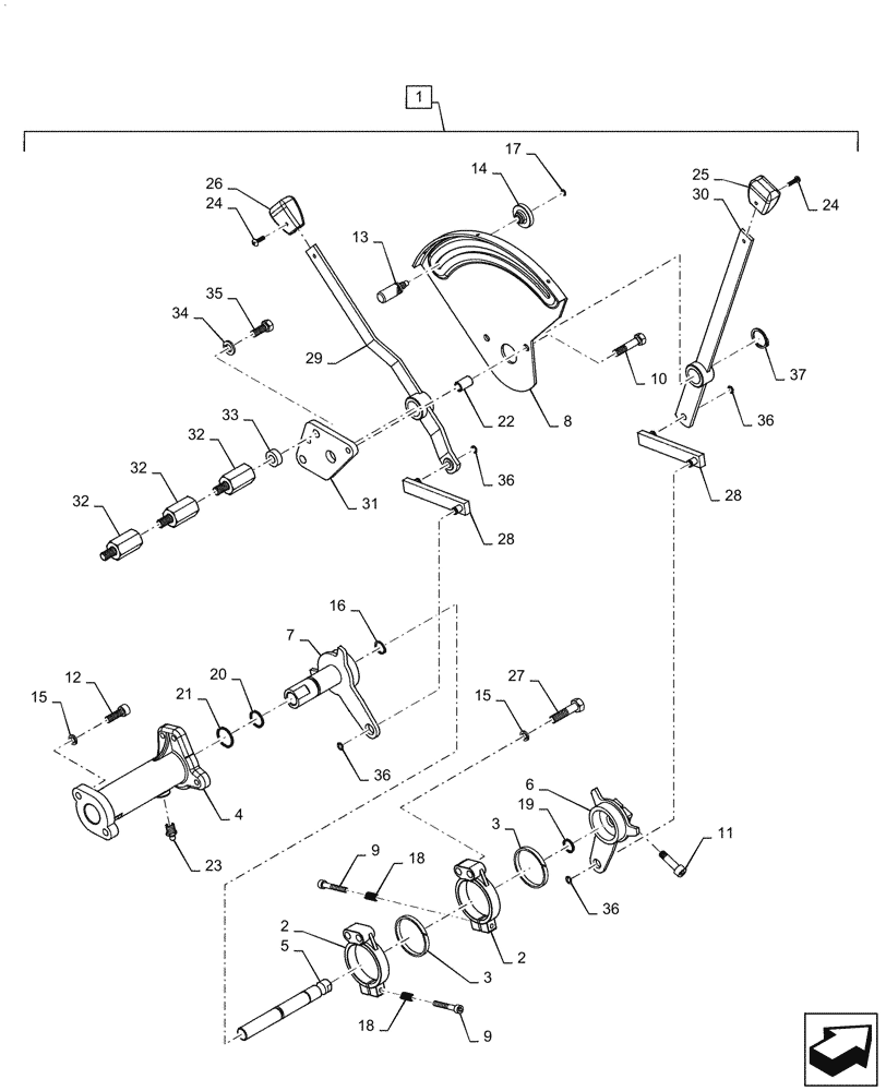 Схема запчастей Case IH FARMALL 60A - (35.100.AB[07]) - CONTROL LEVER ASSY, HYDRAULIC POWER LIFT, 1500 KG (35) - HYDRAULIC SYSTEMS